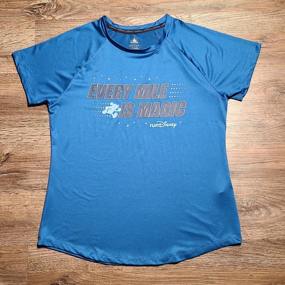 Disney RunDisney Every‎ Mile Is Magic Running Shirt Blue Mickey L Large